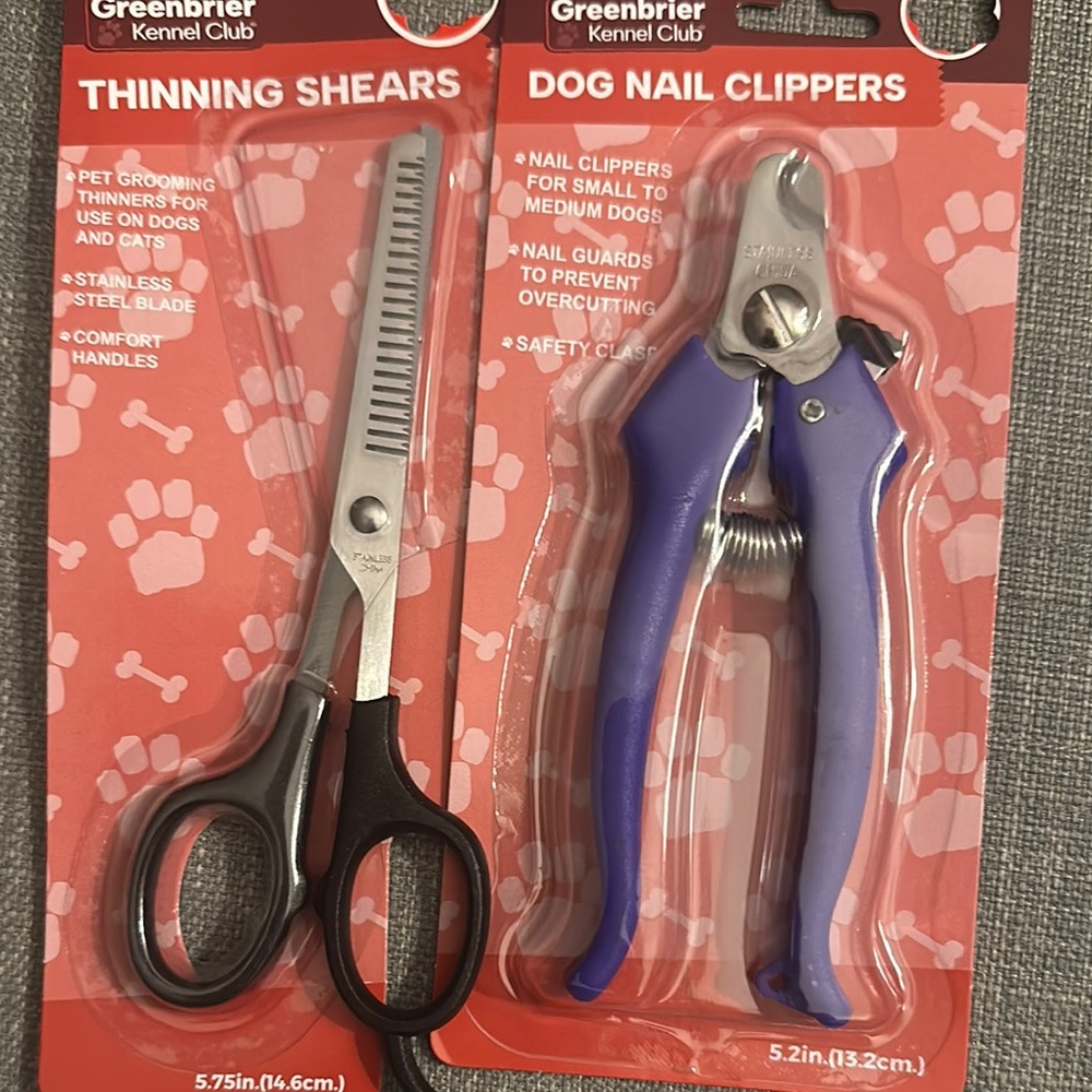 Greenbrier Dog Thinning Shears and Nail Clippers Set - Black and Purple